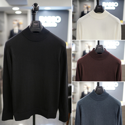 冬季BASSO羊绒半高领长袖针织衫