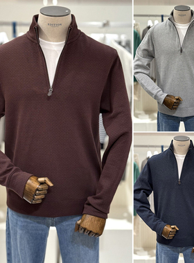 2025冬EDITION纯色半拉链立领套头弹力英式休闲POLO衫长袖T恤5色