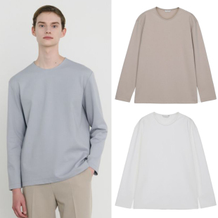 T恤3色 Bridge心桥灰蓝色白色米色纯色棉质弹力长袖 0320春款 Mind