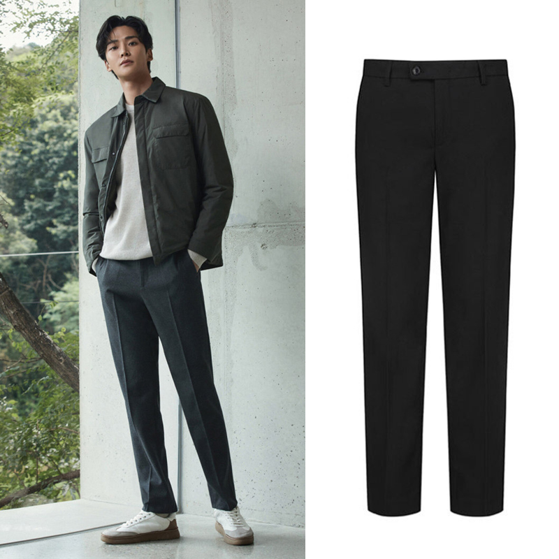 黑色纯色垂感弹力男士休闲裤