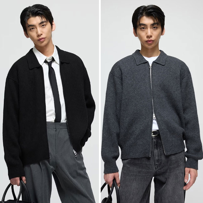 TNGT开衫羊毛翻领针织开衫