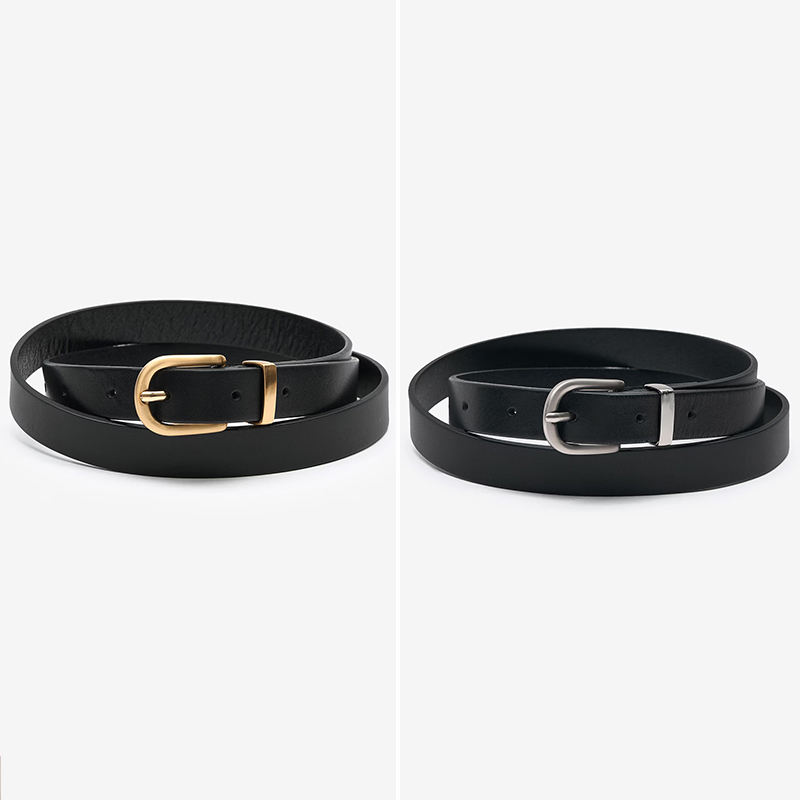 意大利进口牛皮金色扣针腰带