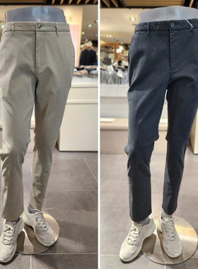 0101冬EDITION浅米色棉质弹力弹性腰部松紧带男士休闲裤长裤子2色