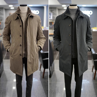 %0101冬5折BASSO深米色羊毛领两件式两件套休闲中长款鹅绒羽绒服Q