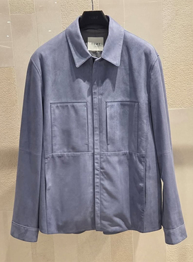 2025年秋季新款TIME HOMME韩国代购高端男装蓝色羊皮夹克外套Q