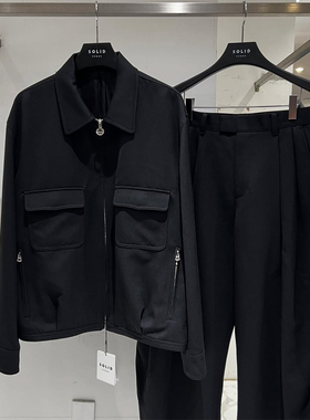 2025年秋新款SOLID HOMME韩国代购高端男装黑色纯色夹克可配套装Q