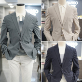 0325夏款 平驳领休闲西服上衣3色 BASSO米色灰色棉混纺薄款