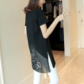 2022夏季 棉体恤大码 新款 t恤女短袖 韩范中长款 半袖 宽松短袖 T恤女潮