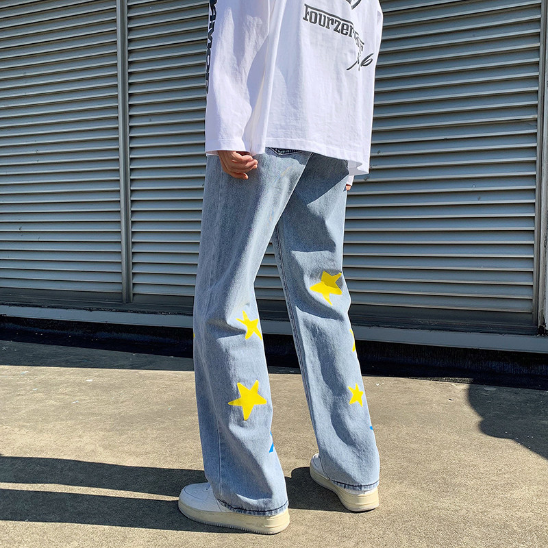 2025新款青少年流行印花水洗长裤春夏宽松中腰休闲裤子NK807-P45,男装休闲裤,电商A062
