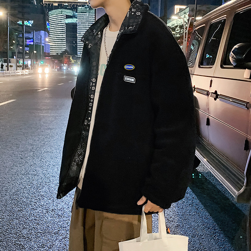 21冬季加厚羊羔毛腰果花棉服男士加绒宽松棉衣外套棉袄MY863-P105,男装棉衣,电商A062