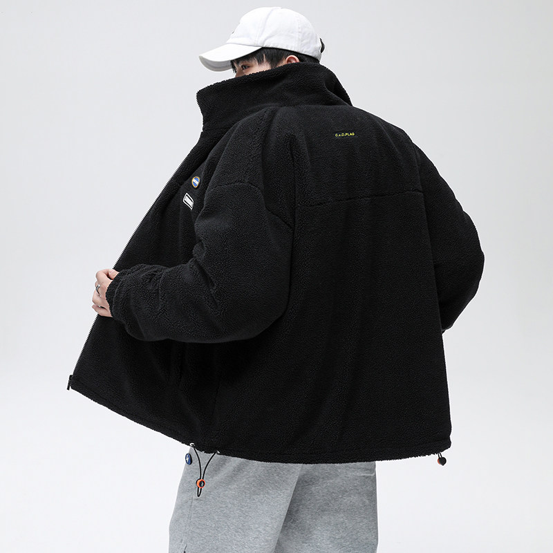 21冬羊羔绒棉衣青年立领宽松纯色棉服潮流腰果花棉外套MY863P105,男装棉衣,电商A062