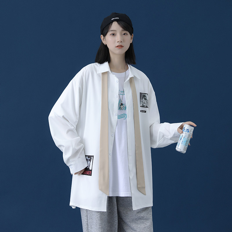 2025春夏中性长袖衬衫女青春流行印花休闲衬衣CS8001-P35,男装衬衫,电商A062