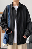 202春款条纹长袖衬衫港风青少年中性宽松衬衣CSS08-P35-48，男装衬衫，电商A062