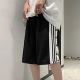 2025新款夏季五纽扣短裤青少年中裤宽松三条杠纯色五分裤KK13-P30，男装牛仔裤，电商A062