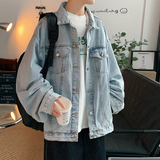 2025秋季新款纯色牛仔夹克青少年流行宽松水洗工装外套JK821-P75，男装夹克，电商A062