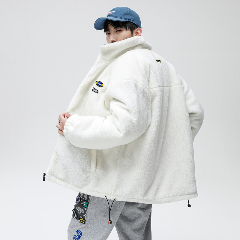 21冬羊羔绒棉衣青年立领宽松纯色棉服潮流腰果花棉外套MY863 P105图片