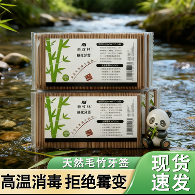 高温碳化牙签家用高档双头尖袋装