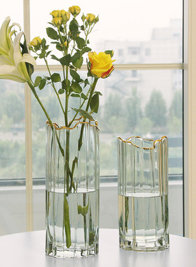 北欧玻璃花瓶透明简约创意客厅插花水养百合玫瑰鲜花餐桌花器摆件