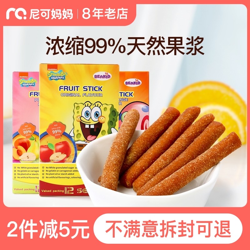 海綿寶寶天然水果條無兒童水果棒添加壹歲寶寶即零食果丹皮果肉條在類目 奶粉/輔食/營養品/零食, 嬰幼兒零食（新）, 果肉條中 - 來自Buy2taobao.com提供專業的淘寶代購服務