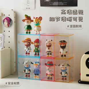 10cm盲盒手办展示盒透明亚克力娃娃收纳展示架萌粒泡泡玛特收纳盒