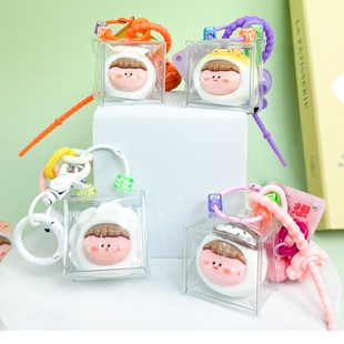 新款q版萌粒泡泡玛特盲盒3.5cm迷你透明pvc外带包展示挂件收纳袋