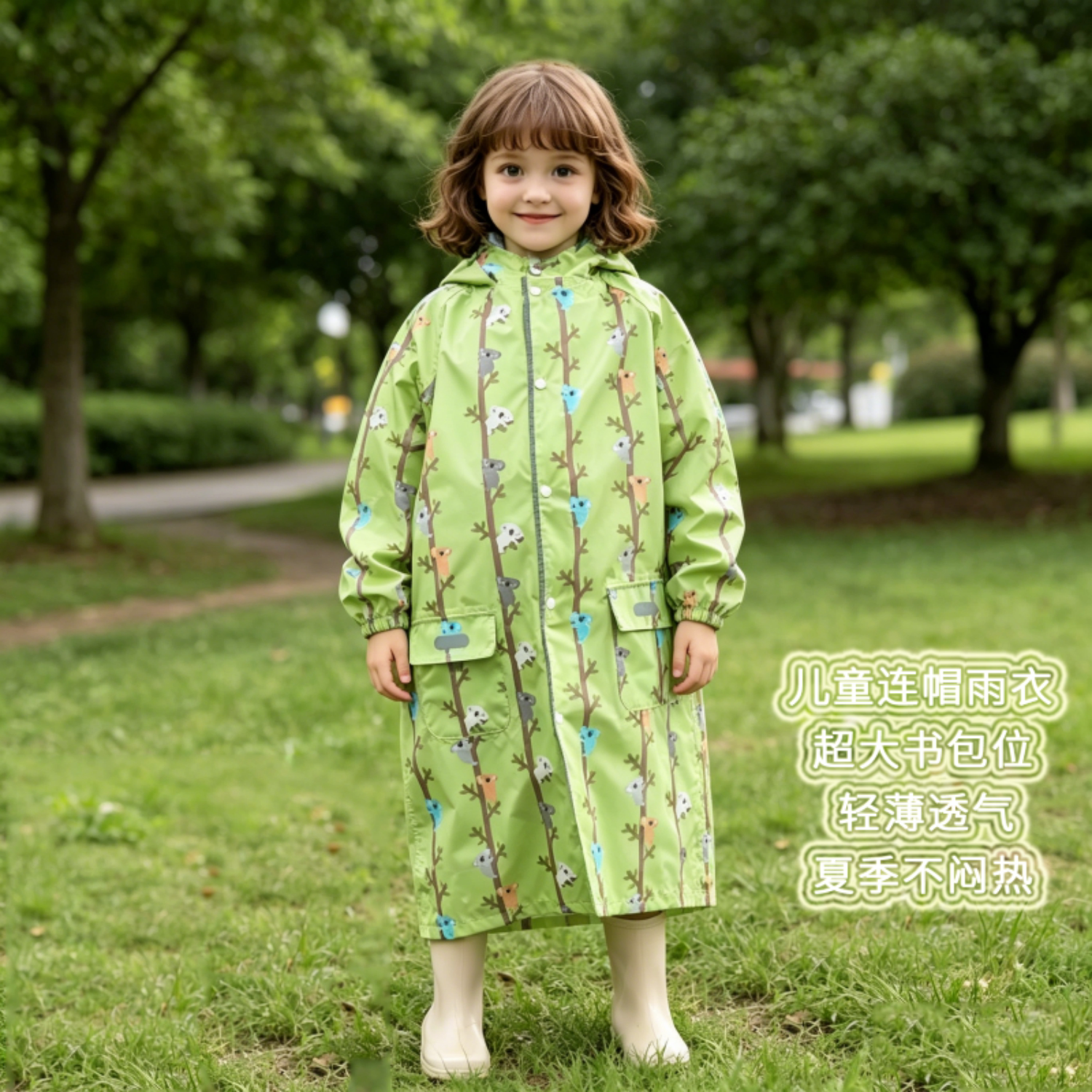夏季轻薄连帽儿童雨衣户外防雨