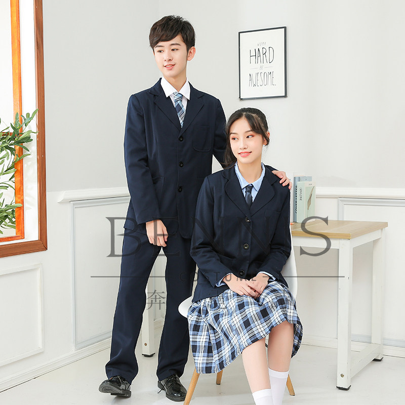 蓝心蓝语深圳校服实验礼服中学生专卖店女夏连衣裙冬裙子男生西装