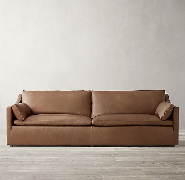 美国RH意式现代简约羽绒真皮沙发