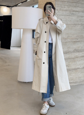 IMHM气质休闲风衣2024早秋新款中长款宽松显瘦百搭韩系英伦风大衣