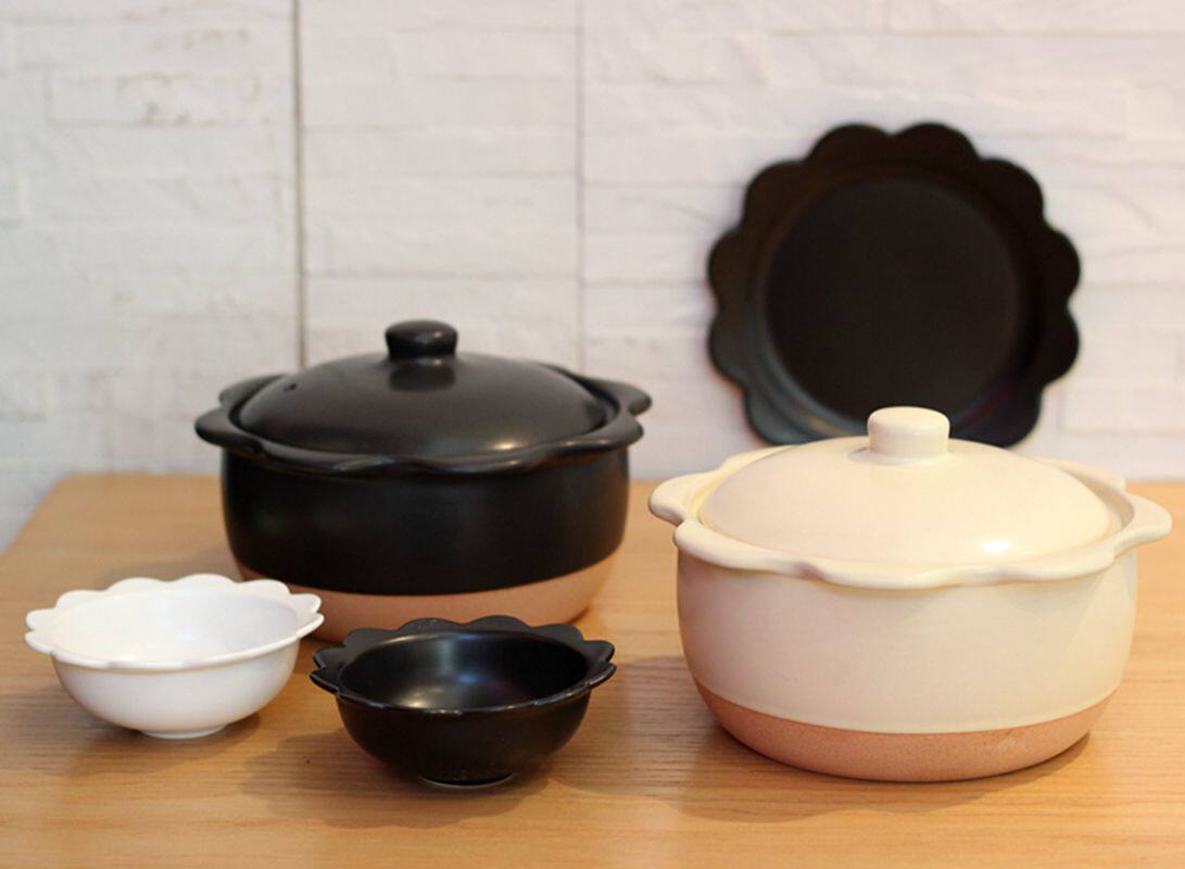 日式花型砂锅 信乐风格陶瓷花型土锅闷炖砂锅局饭碗花型汤碗包邮