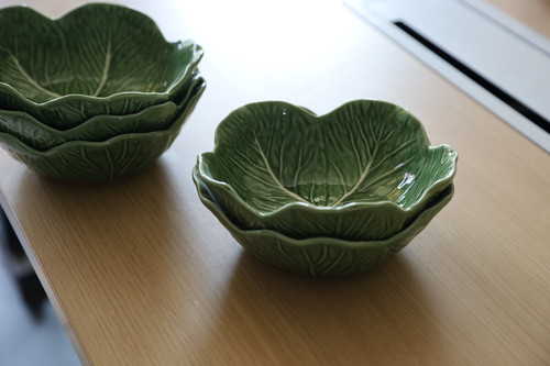 葡萄牙Bor卷心菜手绘浮雕陶瓷碗 高颜值面碗 沙拉碗