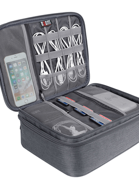 bubm数码收纳包装充电宝电源线U盘U盾移动硬盘大容量收纳盒耳机数据线翻译器点读笔电子产品配件整理包保护套