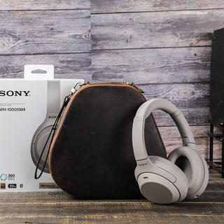 疯马皮头戴式耳机包适用新款Sony/索尼wh-1000xm4耳套保护套XM5收纳包硬壳耳机抗震防摔便携保护盒硬壳随身包