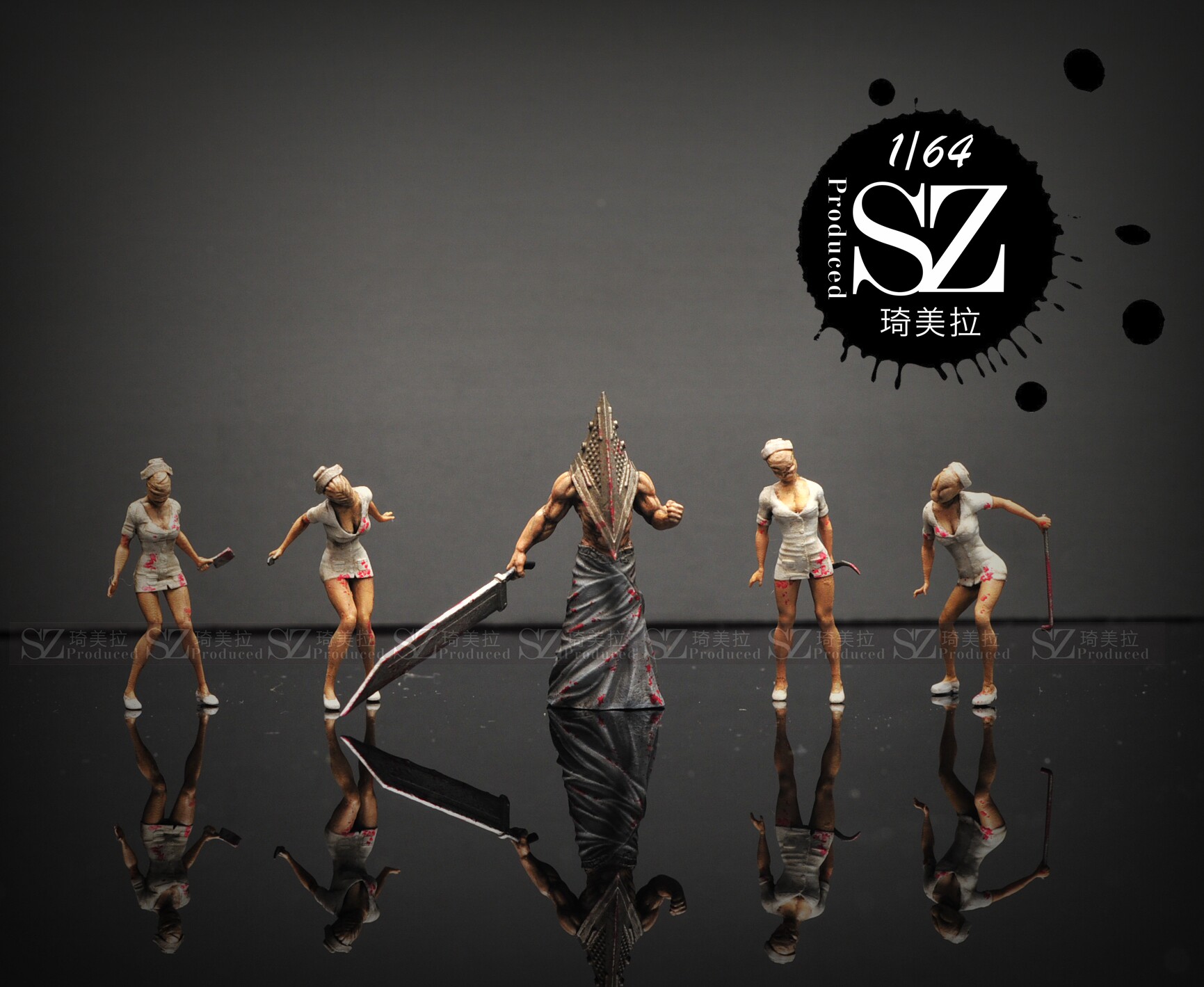 1/64/1/43人偶寂静岭护士铁三角车模摆件