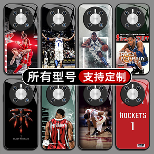 NBA麦迪魔术火篮球衣箭适用华为mate70pro手机壳黑色60pro+新款40E玻璃壳30Epro全包Z20X来图定制畅享S50PLUS