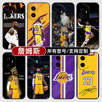 詹姆斯湖人NBA球衣适用荣耀400pro300手机壳80SE90GT200玻璃硅胶外70PRO+来图定制60plus50S100畅玩30power20