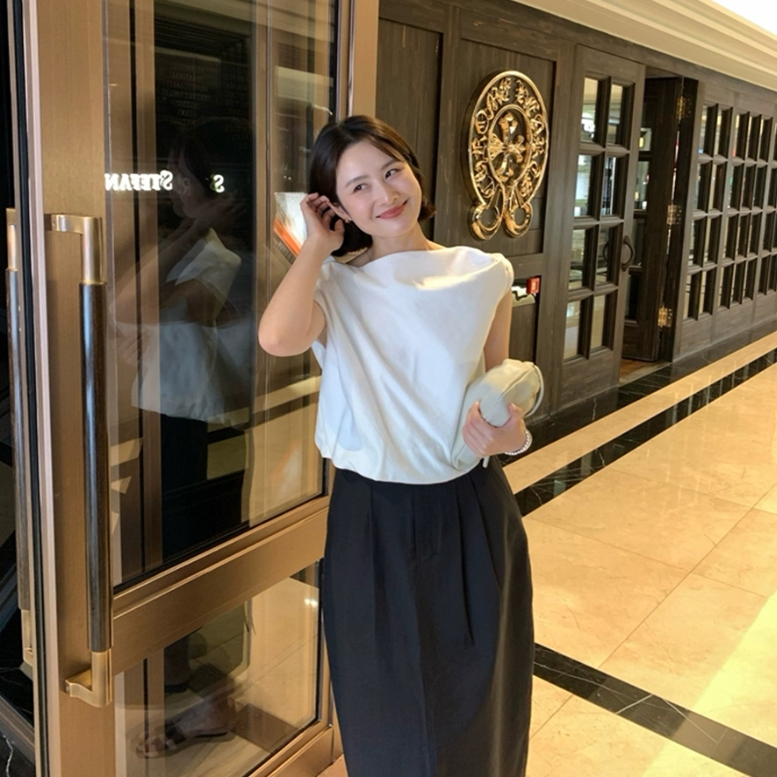 夏季韩国东大门法式大领口不规则衬衫