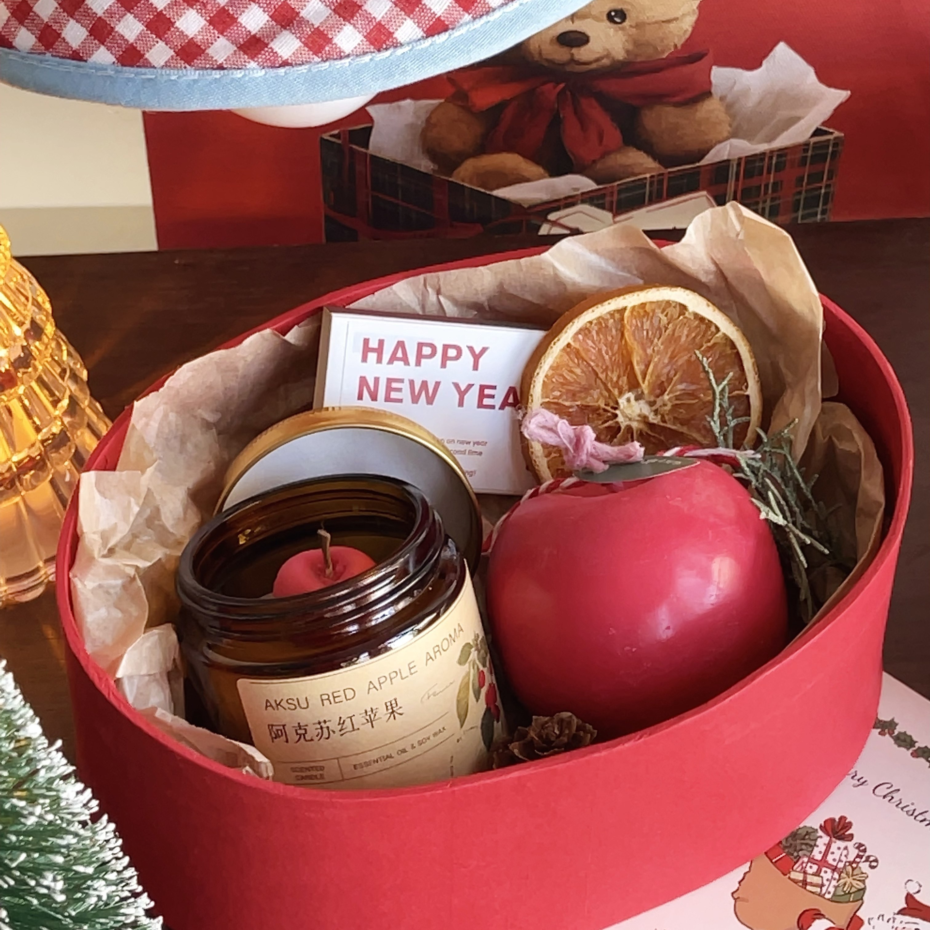 圣诞新年苹果香薰蜡烛礼盒礼物