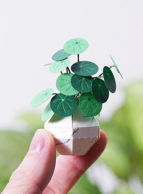 【迷你纸模植物】jeancard立体纸雕3d镭射diy材料包纸风景铜钱草