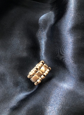 仿旧质感 复古银电镀 串珠松紧复古银戒指