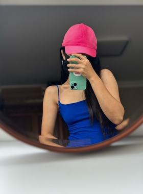街头风格少女调性编织绳系带调节水洗擦色荧光粉鞋带式系绳棒球帽