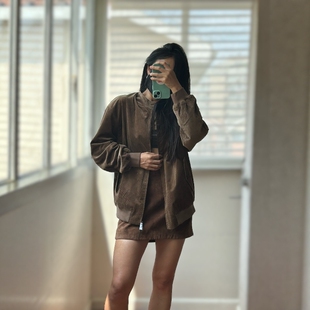 复古天然棉质灯芯绒棒球服外套女秋冬新款休闲哈利落灵顿夹克上衣