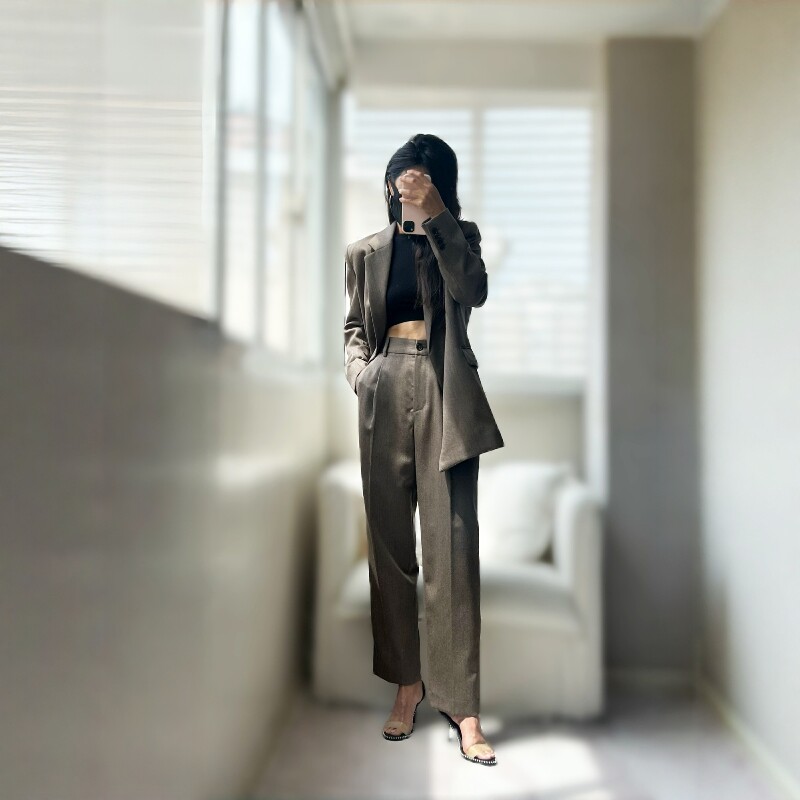 意式羊毛老钱风女西装两件套