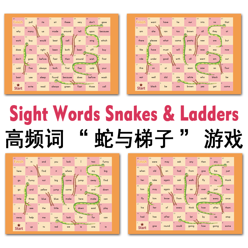 Sight Words高频词英语互动游戏蛇与梯子飞行棋塑封棋盘早教启蒙-封面