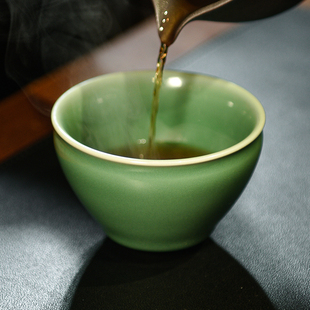 单杯子陶瓷功夫茶杯盏品茗杯茶具款 陈蓉蓉手工主人杯中式 龙泉青瓷