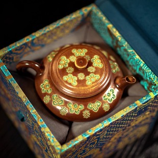 瓷茶记李斌大唐宝相花虚扁壶原创设计茶壶新中式手工壶功夫茶具