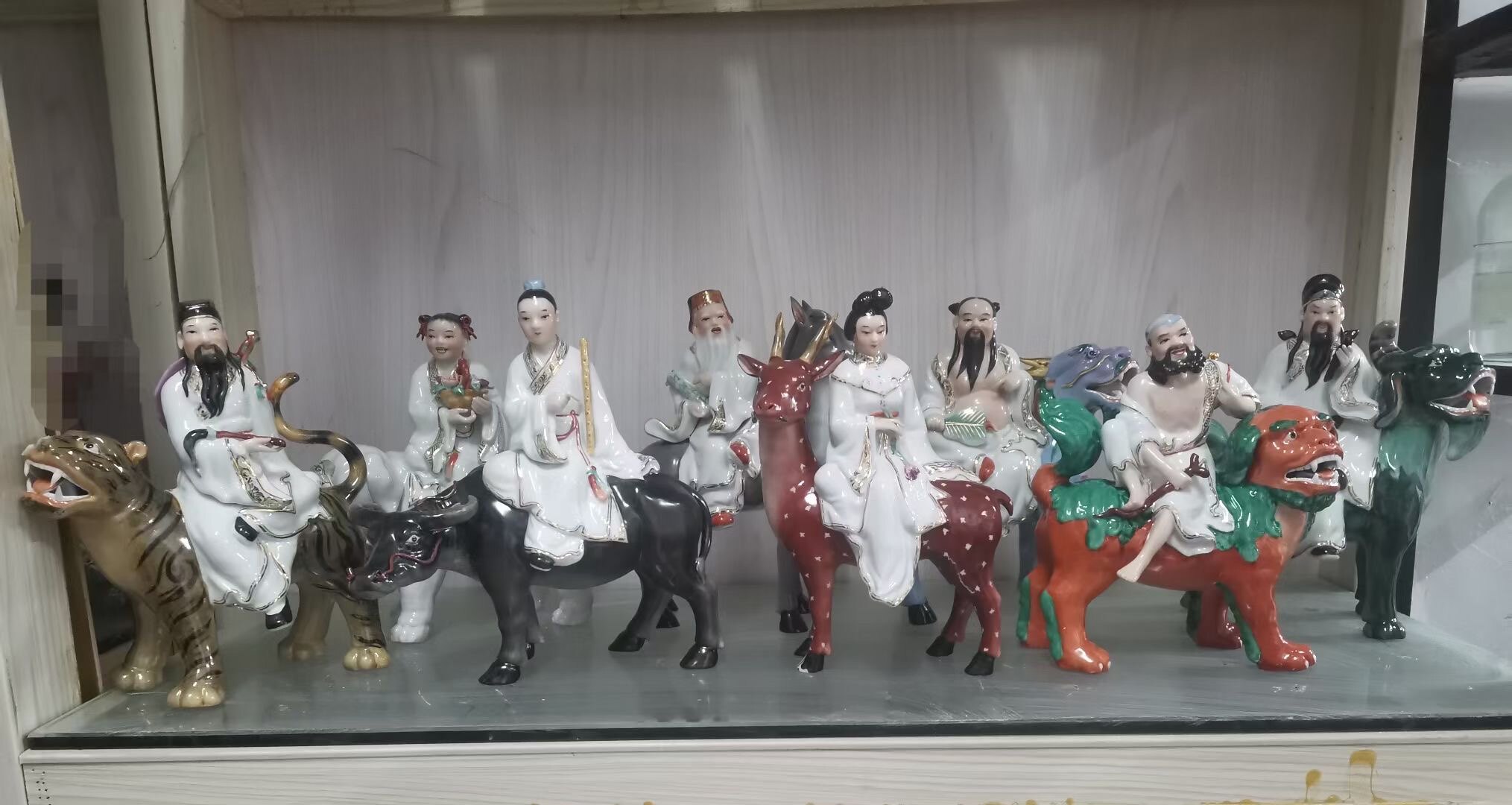 12寸八仙瓷像雕塑陶瓷骑兽八仙神像吕洞宾铁拐李居家供奉佛像摆件