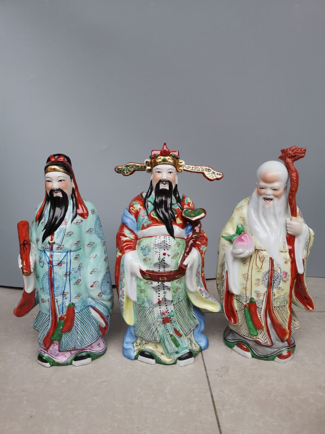 办公室古典人物陶瓷福禄寿三星风装饰摆件