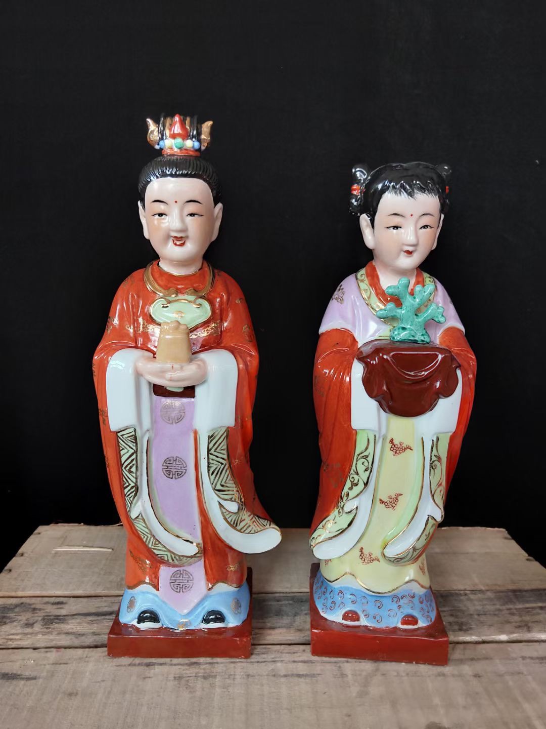 散财童子善财童子龙女金童玉女陶瓷家用供奉神像工艺品人物雕塑像