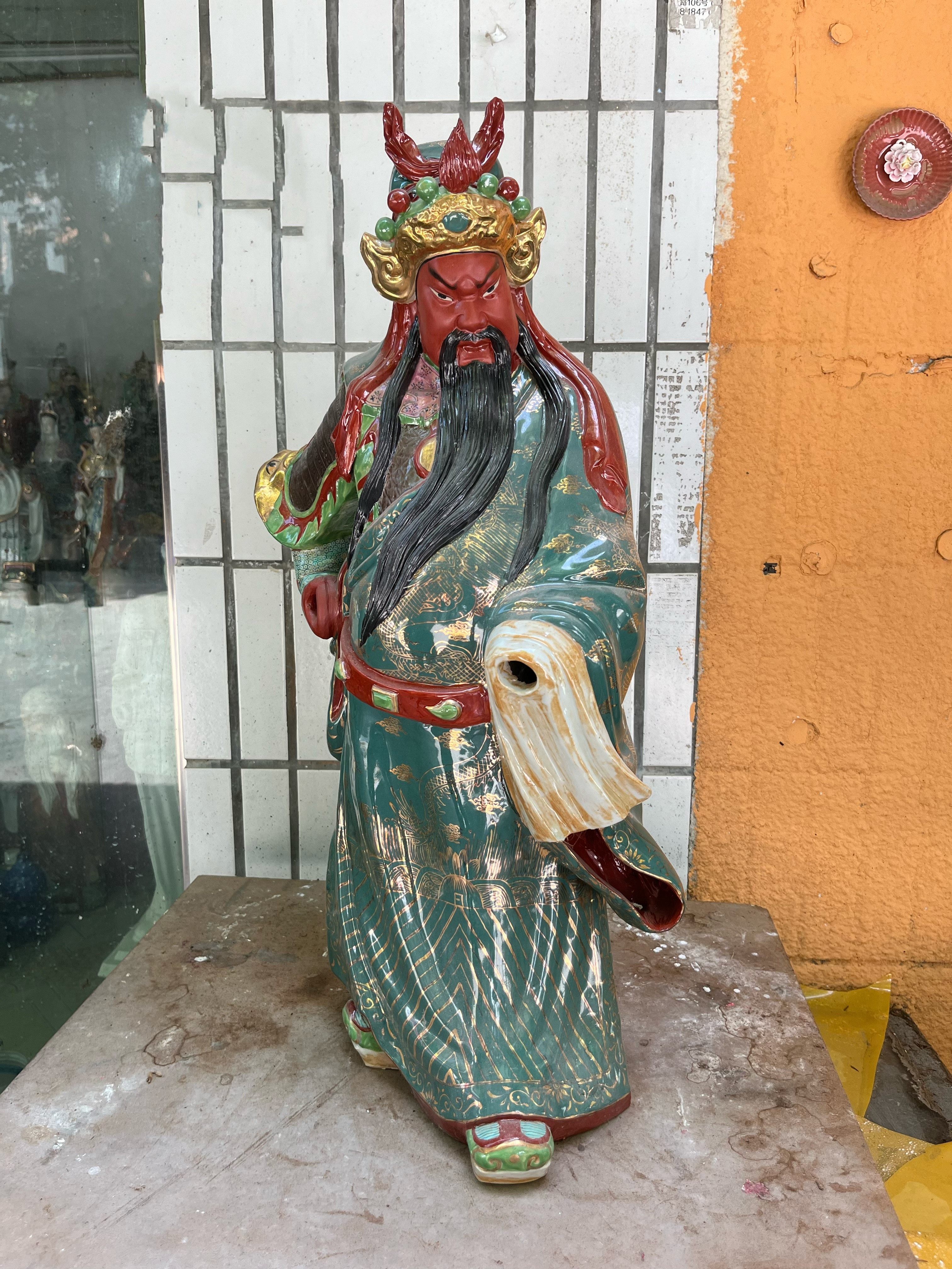 景德镇陶瓷器雕塑瓷关二爷关公武财神像招财关羽单刀赴会摆件73cm